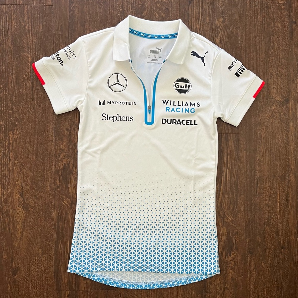 Puma Women's 2024 Williams Racing White and Blue Polo Shirt (NWOT)